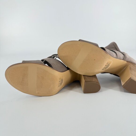 Carlos Santana Taupe Strappy Block Heel Sandals 4 Inch Heel Open Toe Women's Siz - Picture 9 of 9